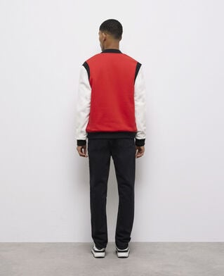 The Kooples H RED / WHITE embroidered leather jacket