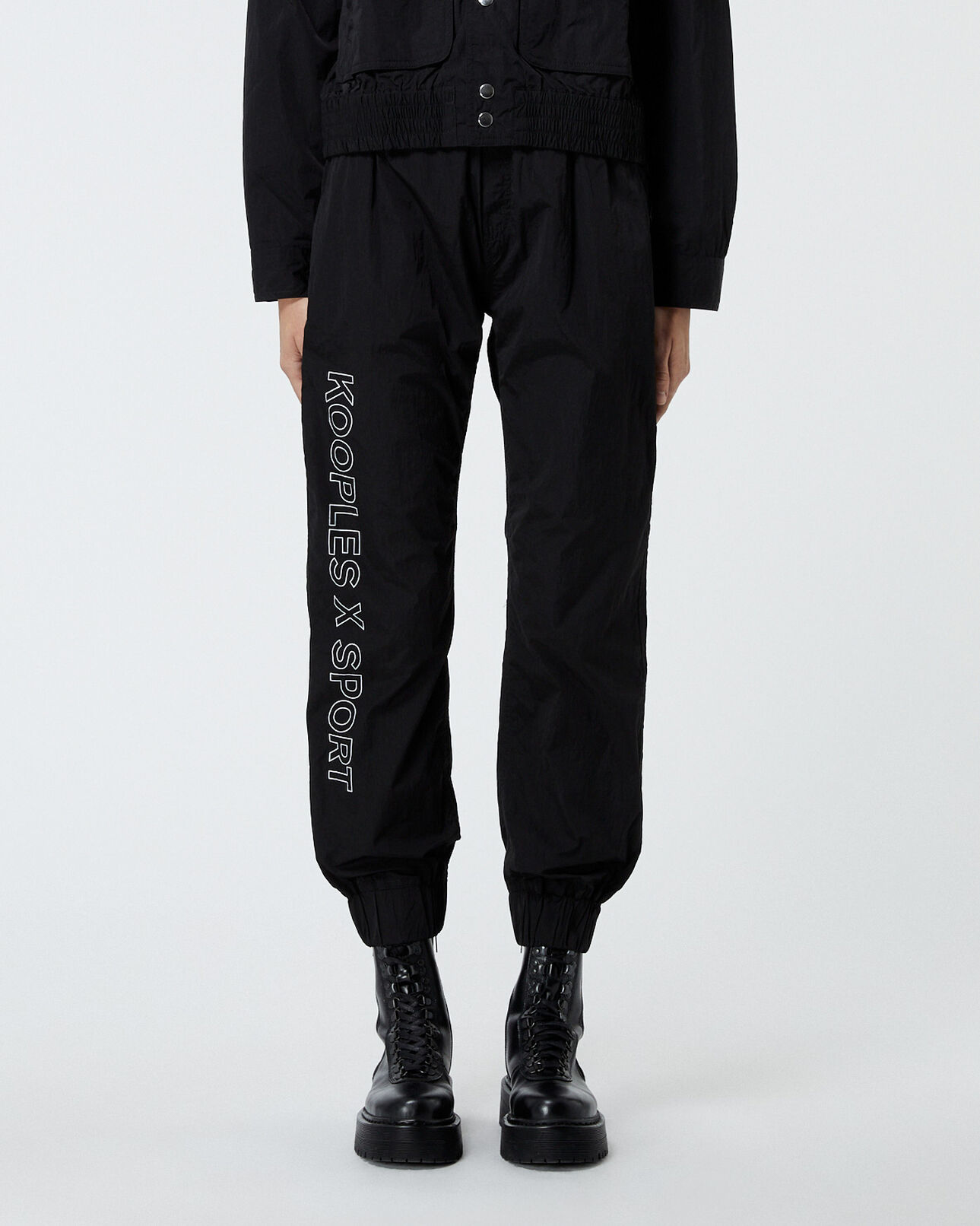 The Kooples FEMME BLACK pantalon noir bandes logo latérales