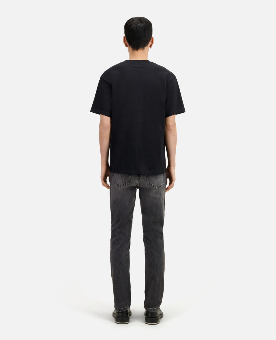 men's black printed cotton t-shirt