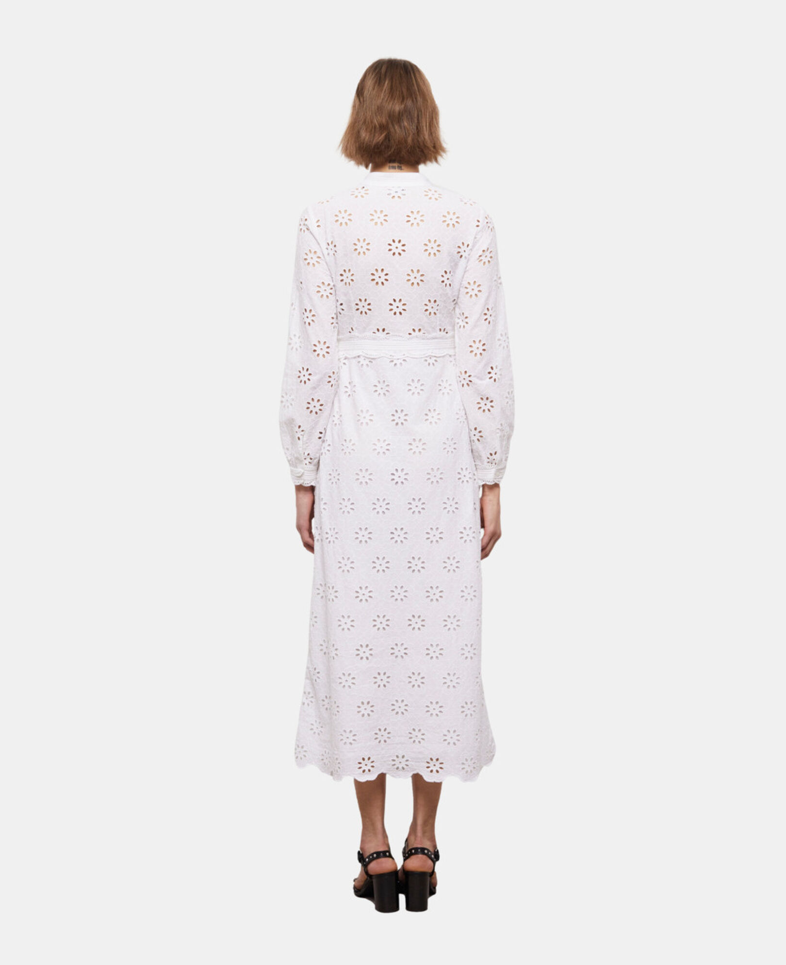The Kooples WOMEN WHITE long white dress with broderie anglaise