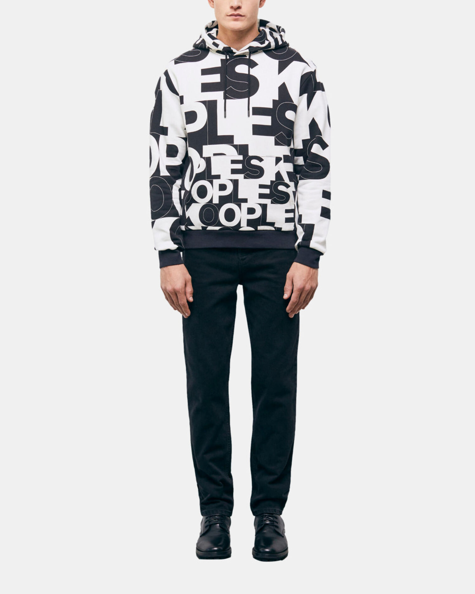 Sweatshirt with The Kooples logo, BLACK / WHITE, hi-res image number null