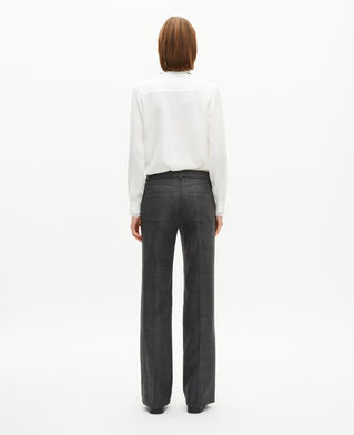 The Kooples WOMEN BLACK dark gray wool bootcut tailored pants