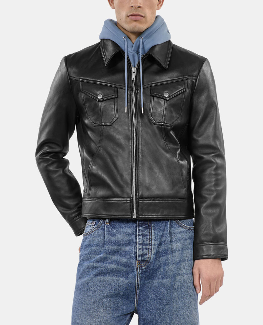 The Kooples HOMME BLACK blouson en cuir noir