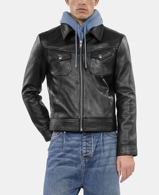 The Kooples MEN BLACK black leather jacket
