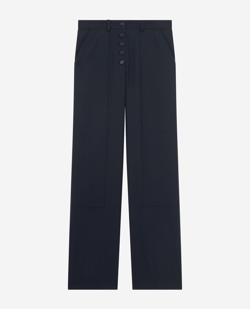 The Kooples FEMME NAVY pantalon droit à boutons marine
