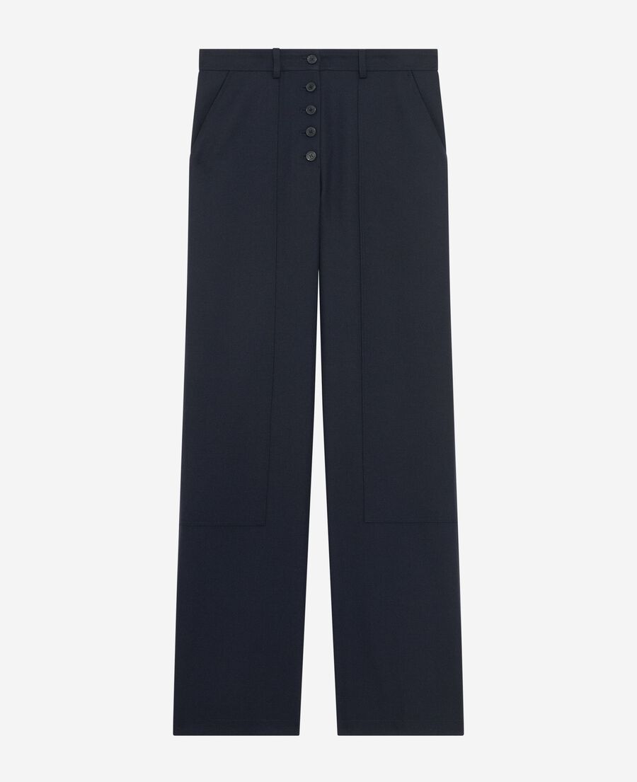 The Kooples FEMME NAVY pantalon droit à boutons marine