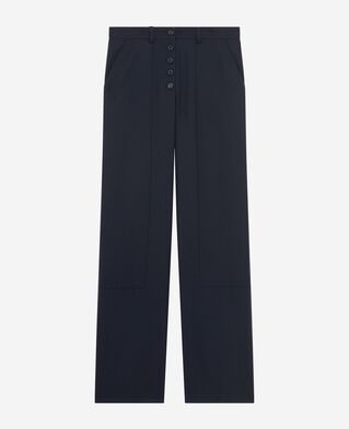 The Kooples FEMME NAVY pantalon droit à boutons marine