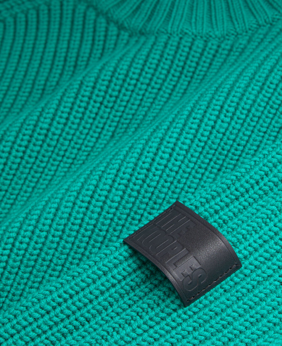green ribbed knit sweater