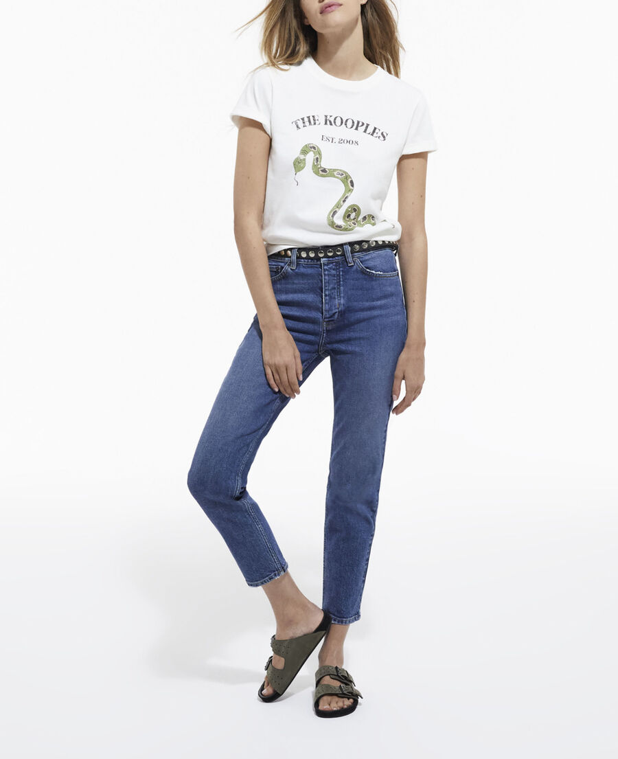 beige t-shirt with screen print