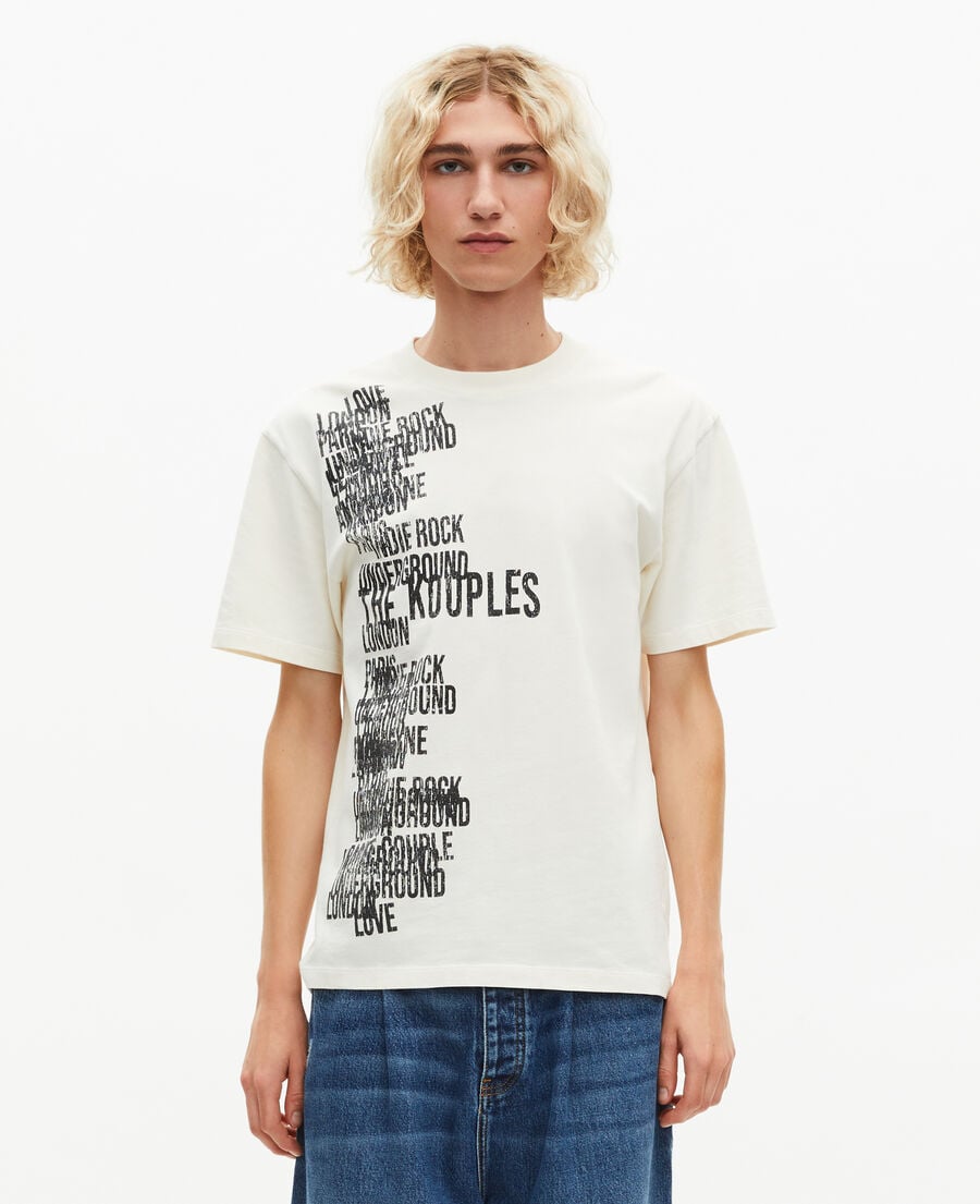 The Kooples HOMME ECRU t-shirt avec s&eacute;rigraphie the kooples &eacute;cru