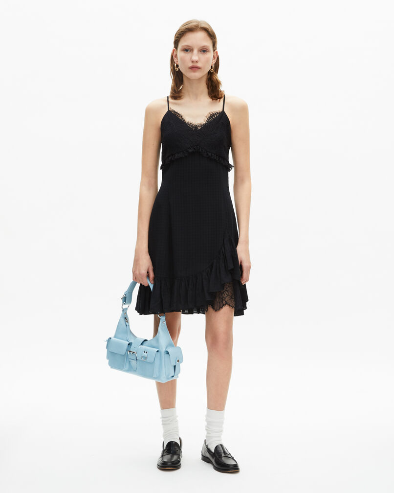 The Kooples FEMME BLACK robe courte détail dentelle noire