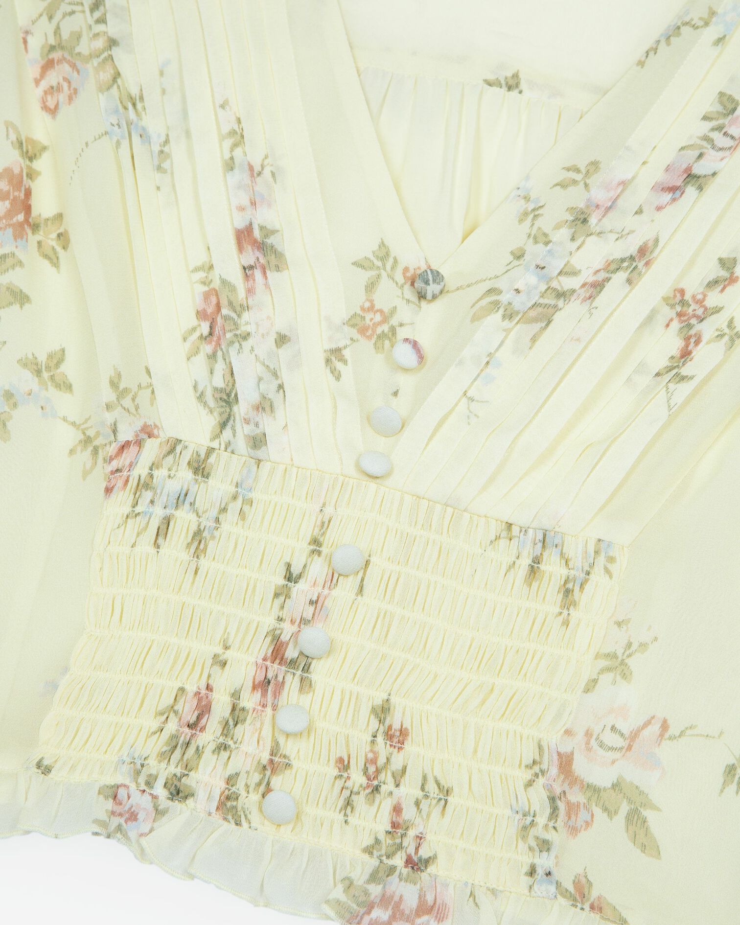 Yellow floral print top, YELLOW, hi-res image number null