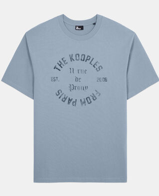 The Kooples HERREN BLUE GREY hellblaues t-shirt mit siebdruck