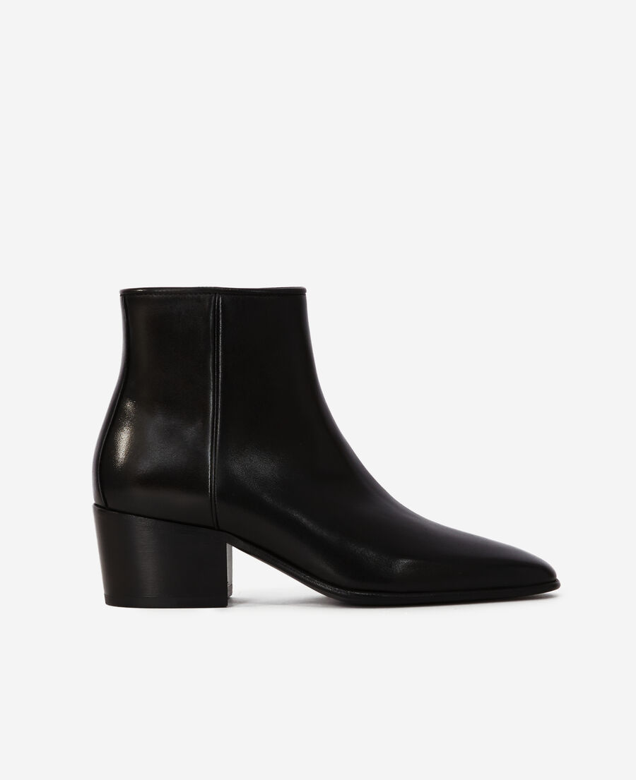black square heel leather boots