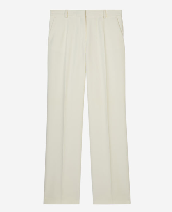 The Kooples FEMME ECRU pantalon tailleur en crêpe coupe droite écru