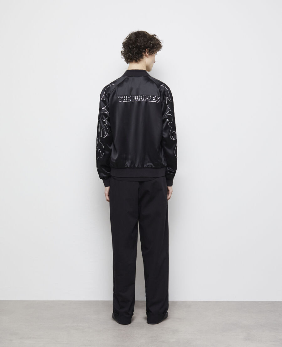 black teddy jacket with western-style embroidery