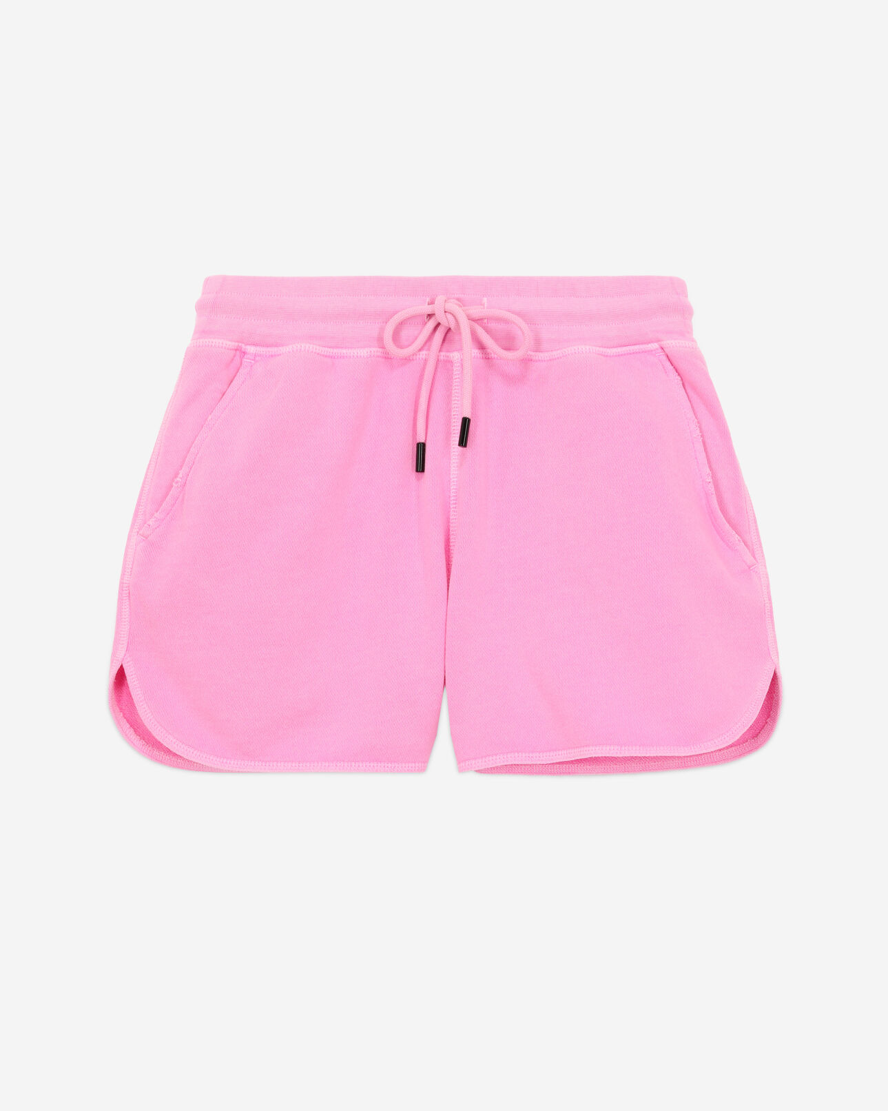 The Kooples WOMEN FLUO PINK fluorescent pink fleece shorts with logo