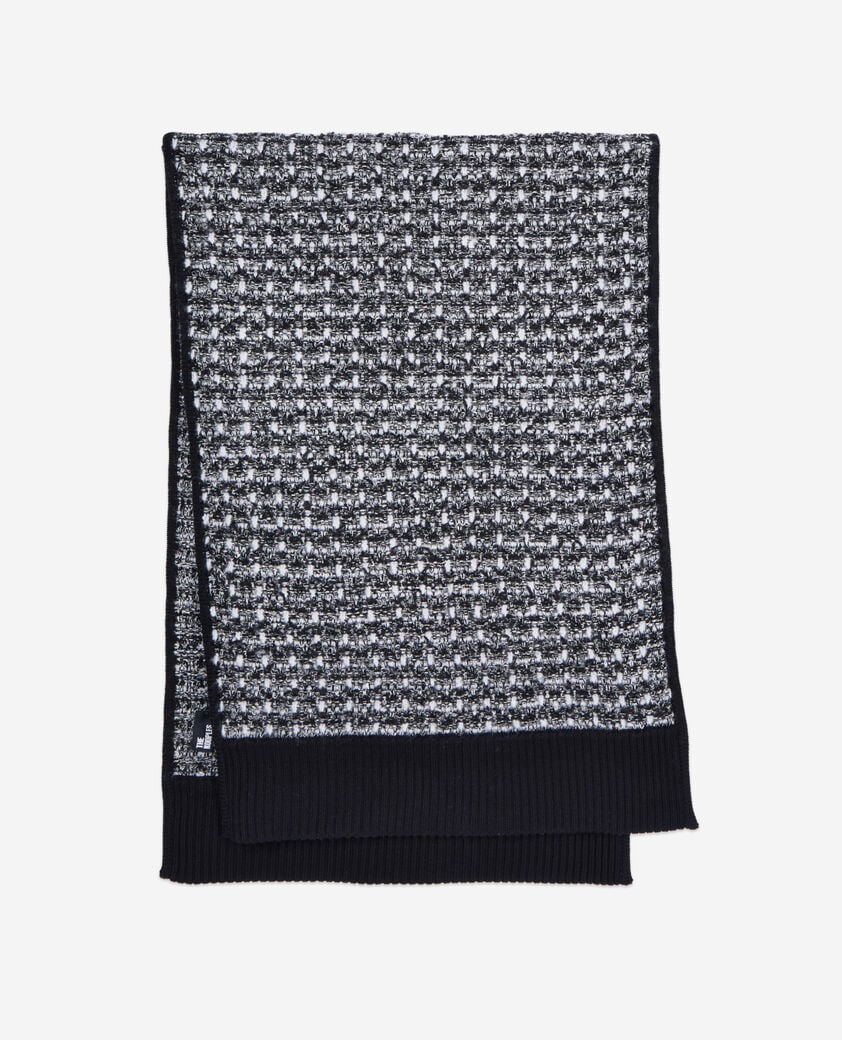 The Kooples DAMEN BLACK / WHITE schwarz-weißer schal mit pailletten aus tweed