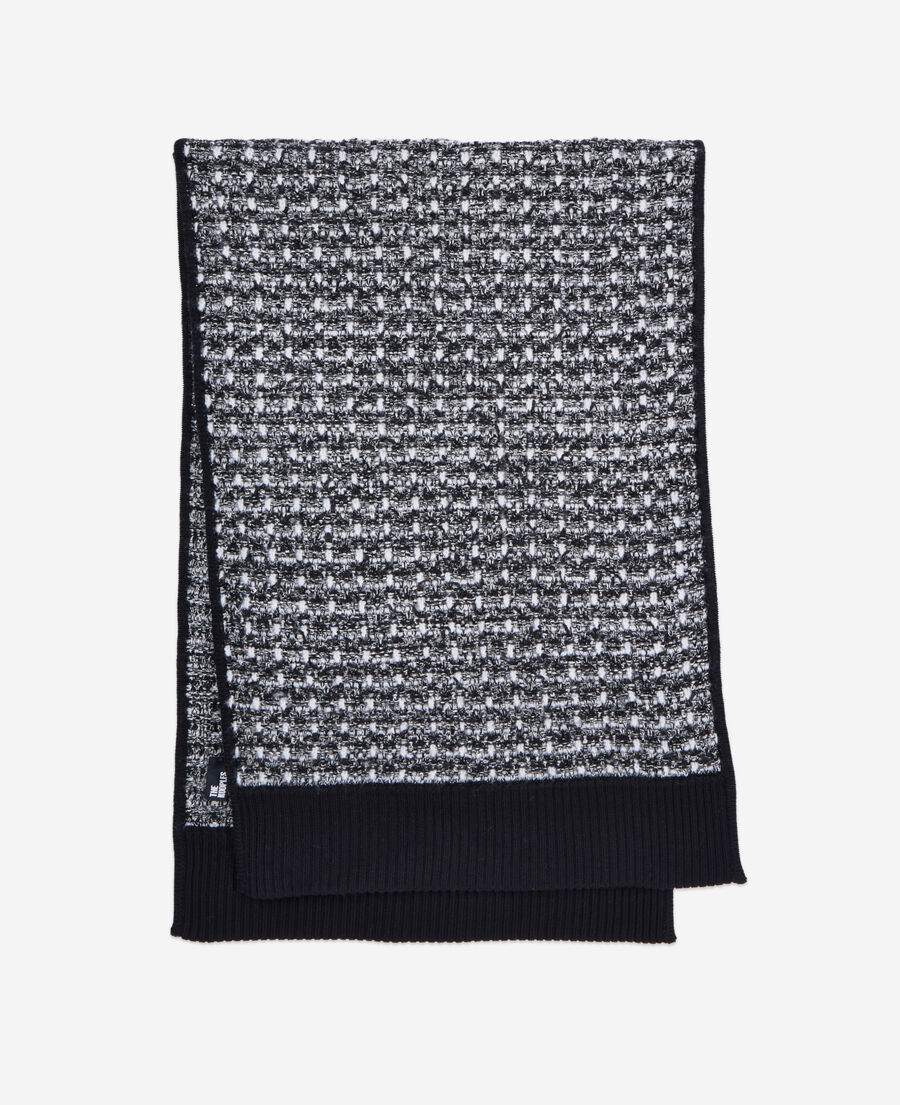 The Kooples DAMEN BLACK / WHITE schwarz-weißer schal mit pailletten aus tweed