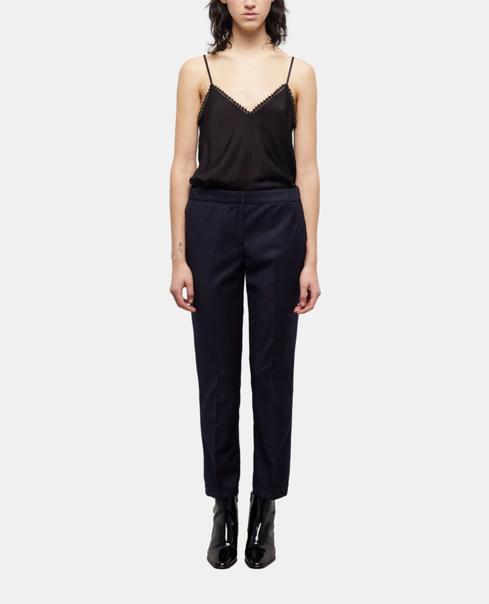 Pantalon de costume en laine bleu, NAVY, hi-res image number null