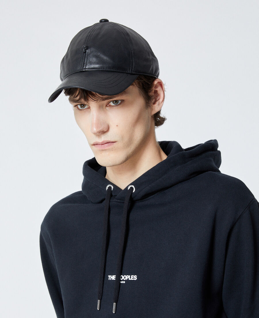 Black leather cap with skull detail | The Kooples