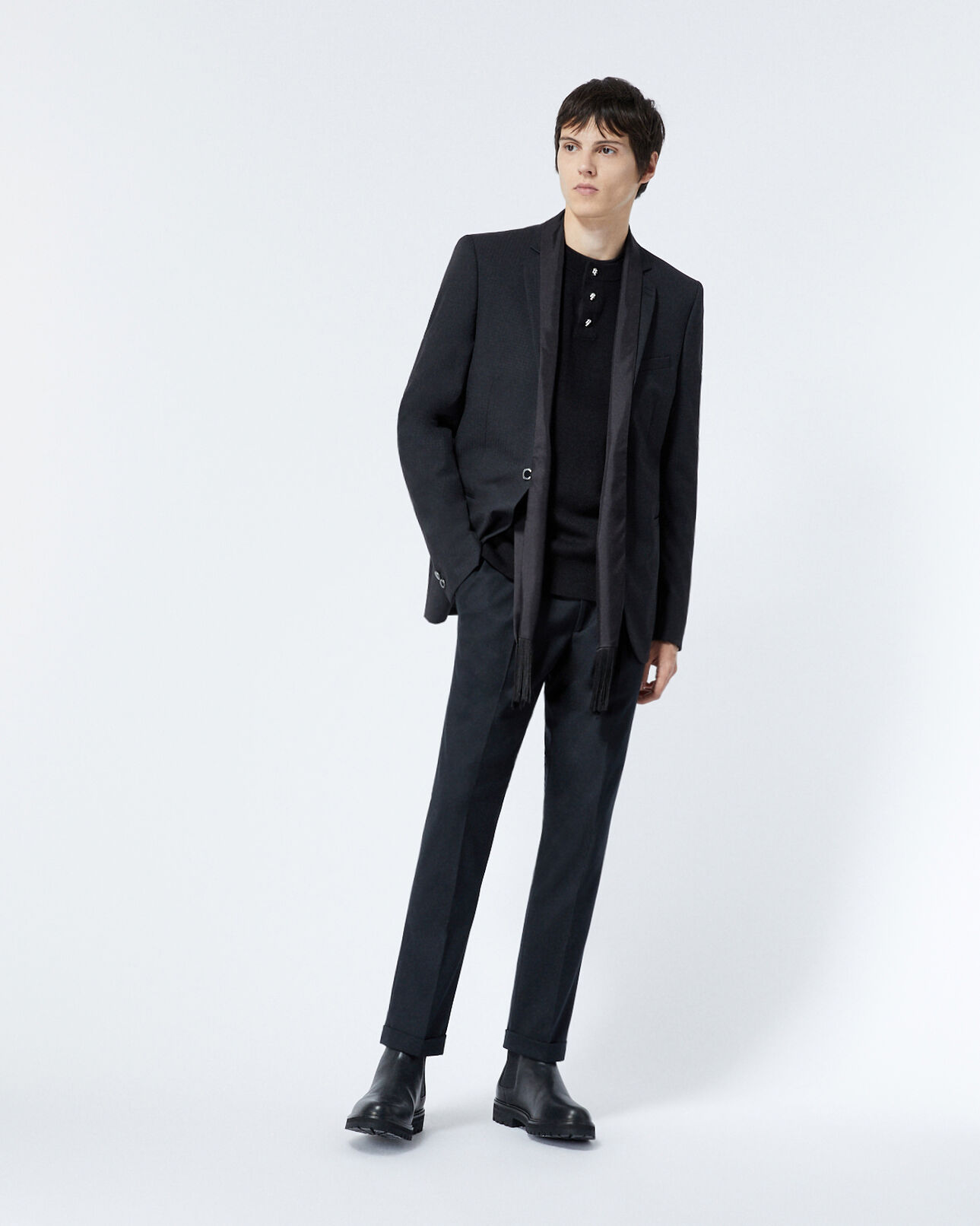The Kooples MEN BLACK black wool jacket with jewel buttons