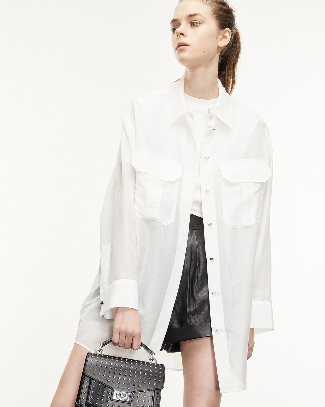 The Kooples WOMEN WHITE long white shirt with breast pockets