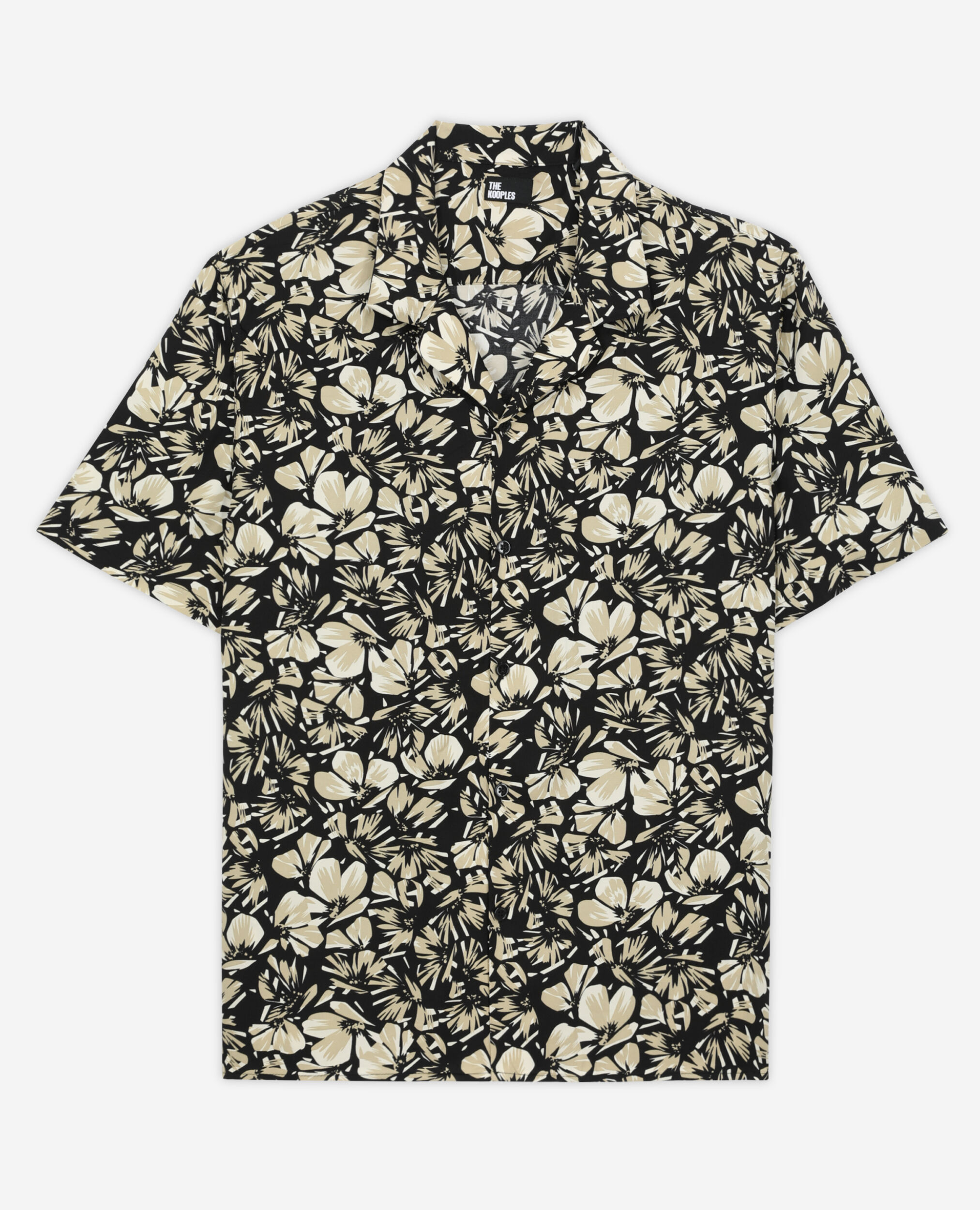 Floral hawaiian collar shirt, BLACK BROWN, hi-res image number null