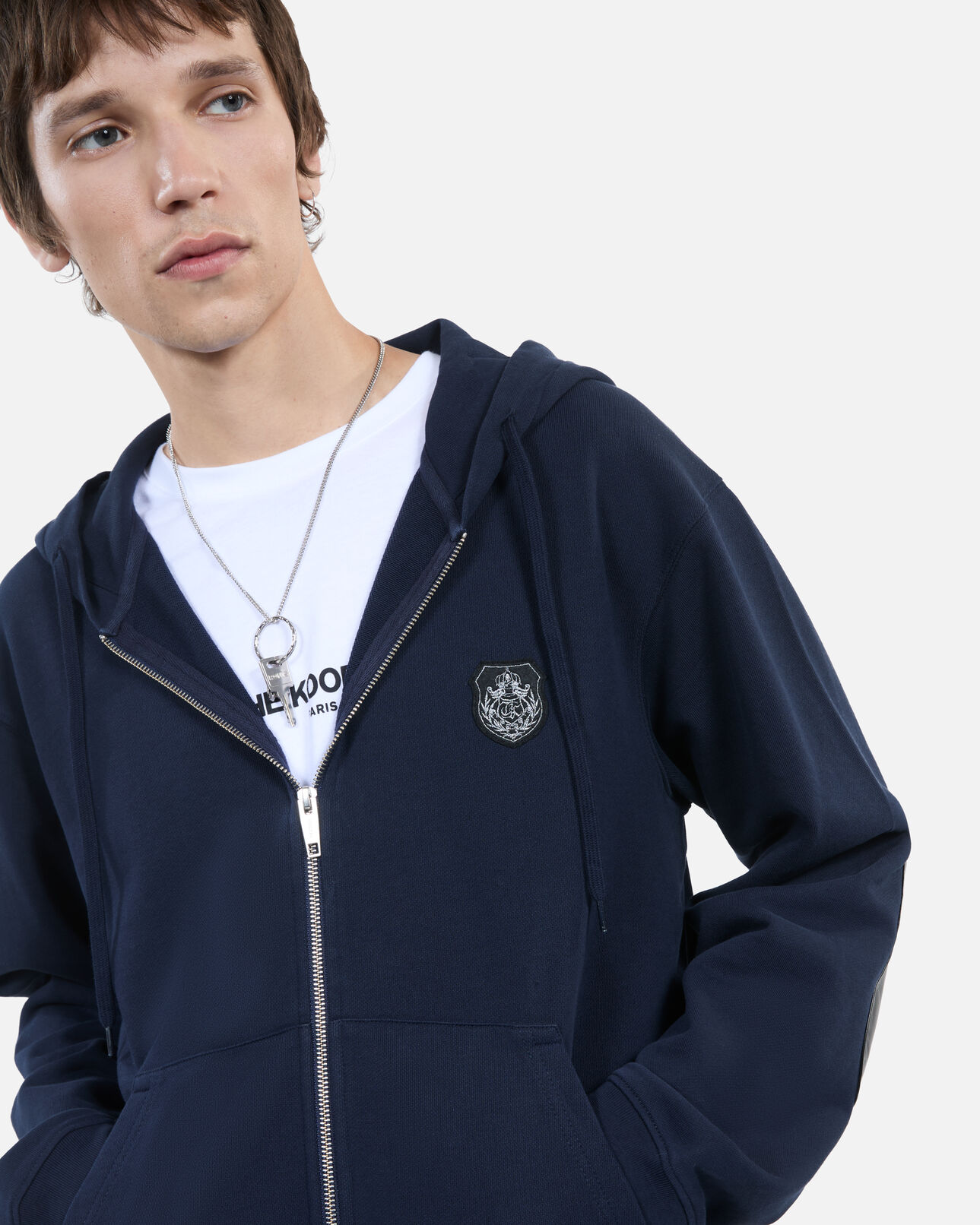 The Kooples MEN DARK BLUE blue blazon hoodie