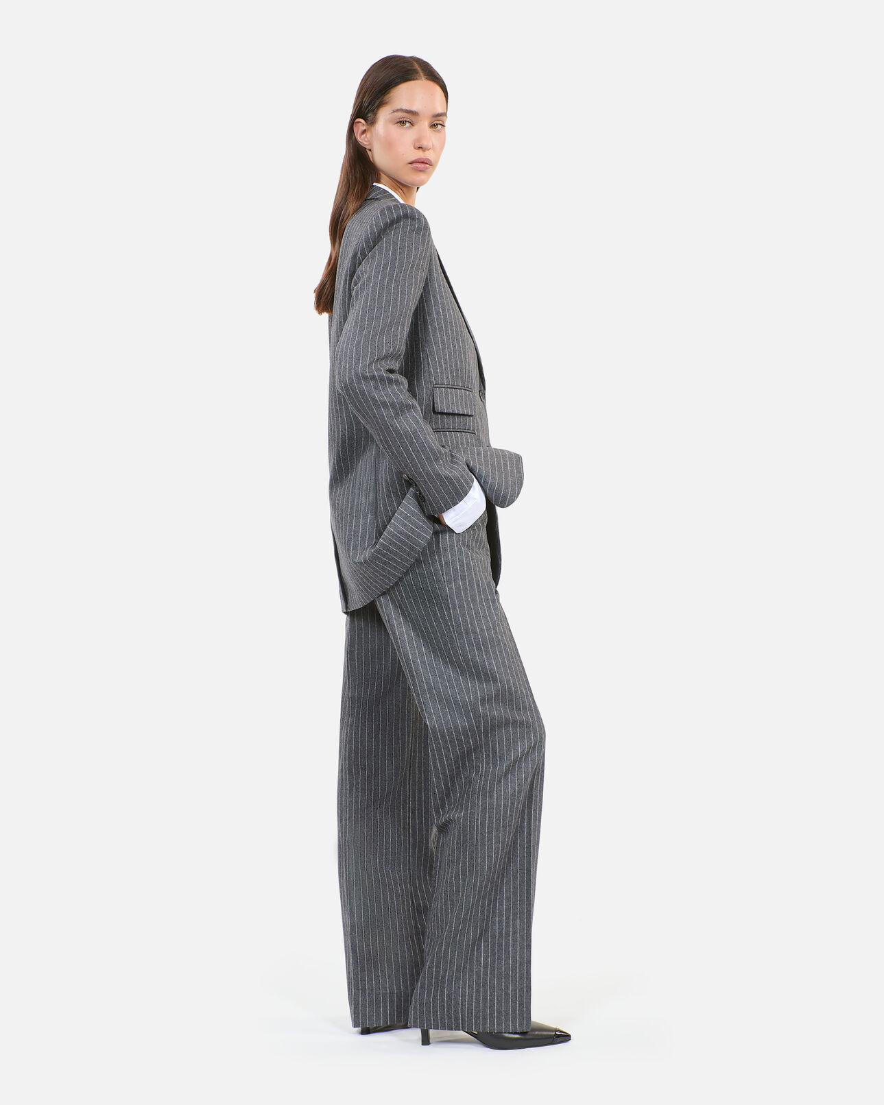 The Kooples FEMME LIGHT GREY veste tailleur à rayures