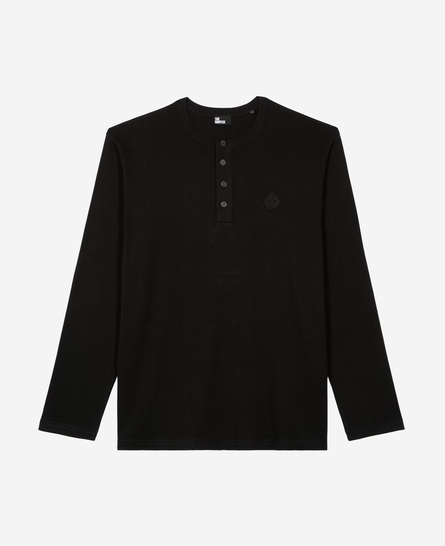 The Kooples MEN BLACK long-sleeved t-shirt with black crest