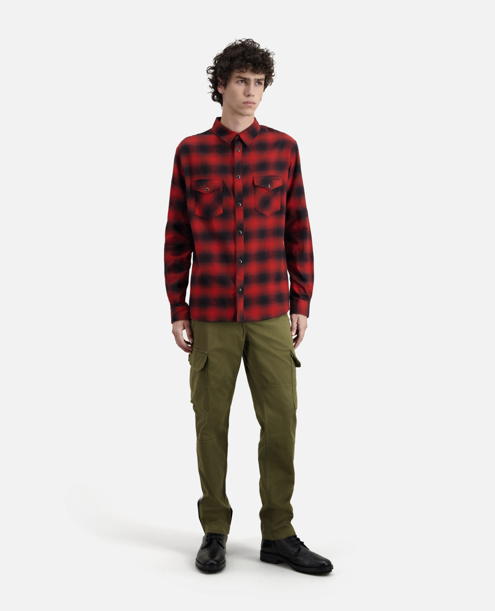 Red and black checkered shirt, BLACK - RED, hi-res image number null