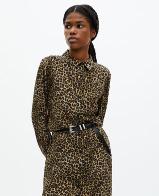 The Kooples FEMME LEOPARD robe longue en soie l&eacute;opard
