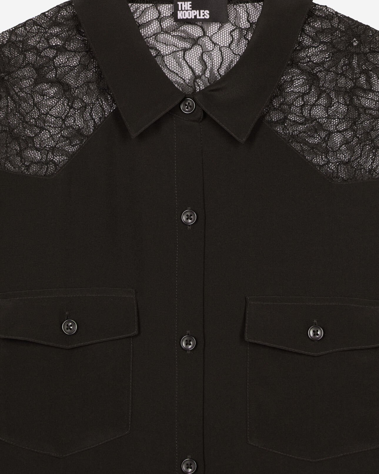 The Kooples WOMEN BLACK silk shirt with black lace