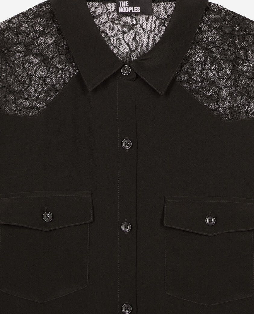 The Kooples WOMEN BLACK silk shirt with black lace