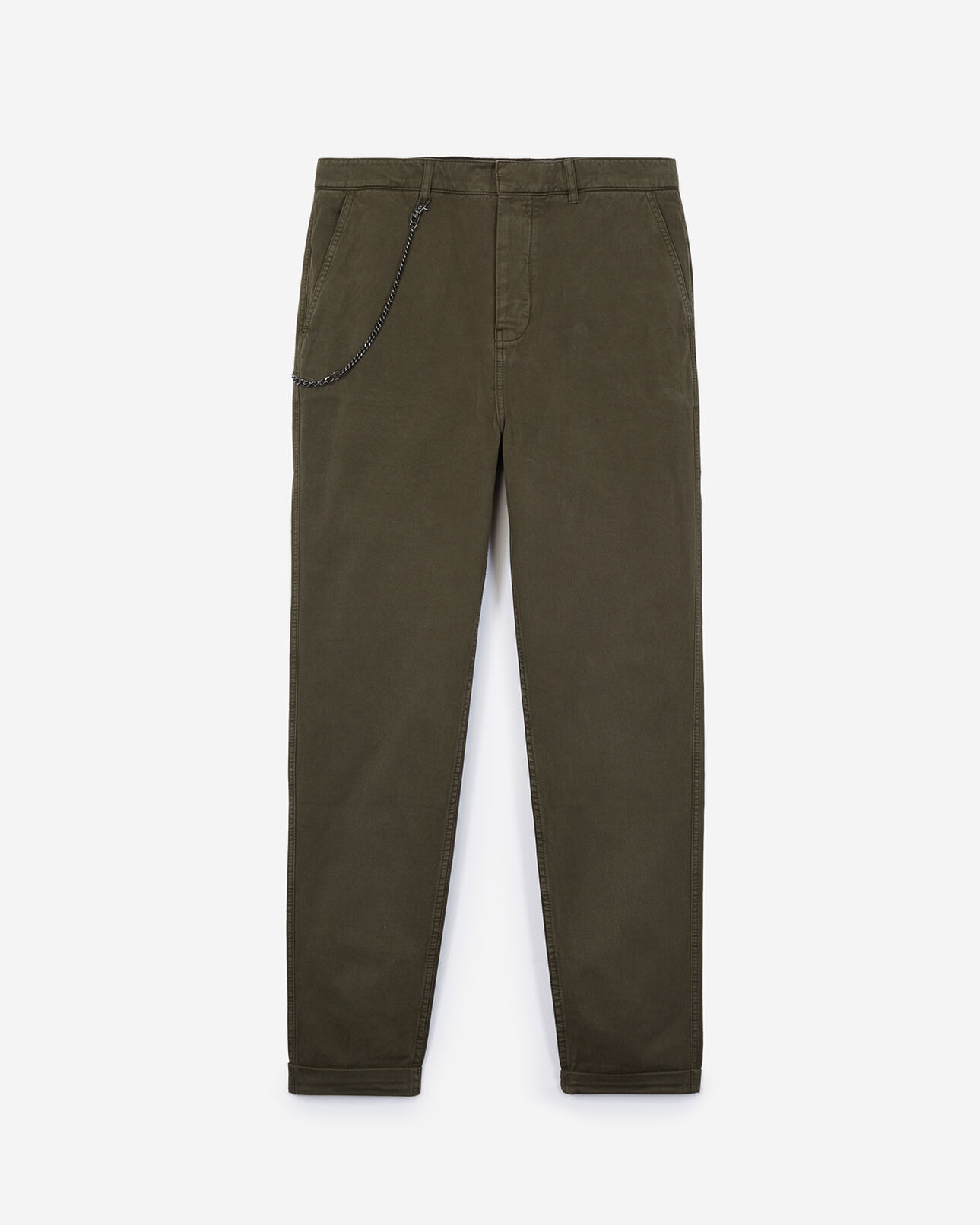 The Kooples MEN KAKI khaki cotton ripped chinos