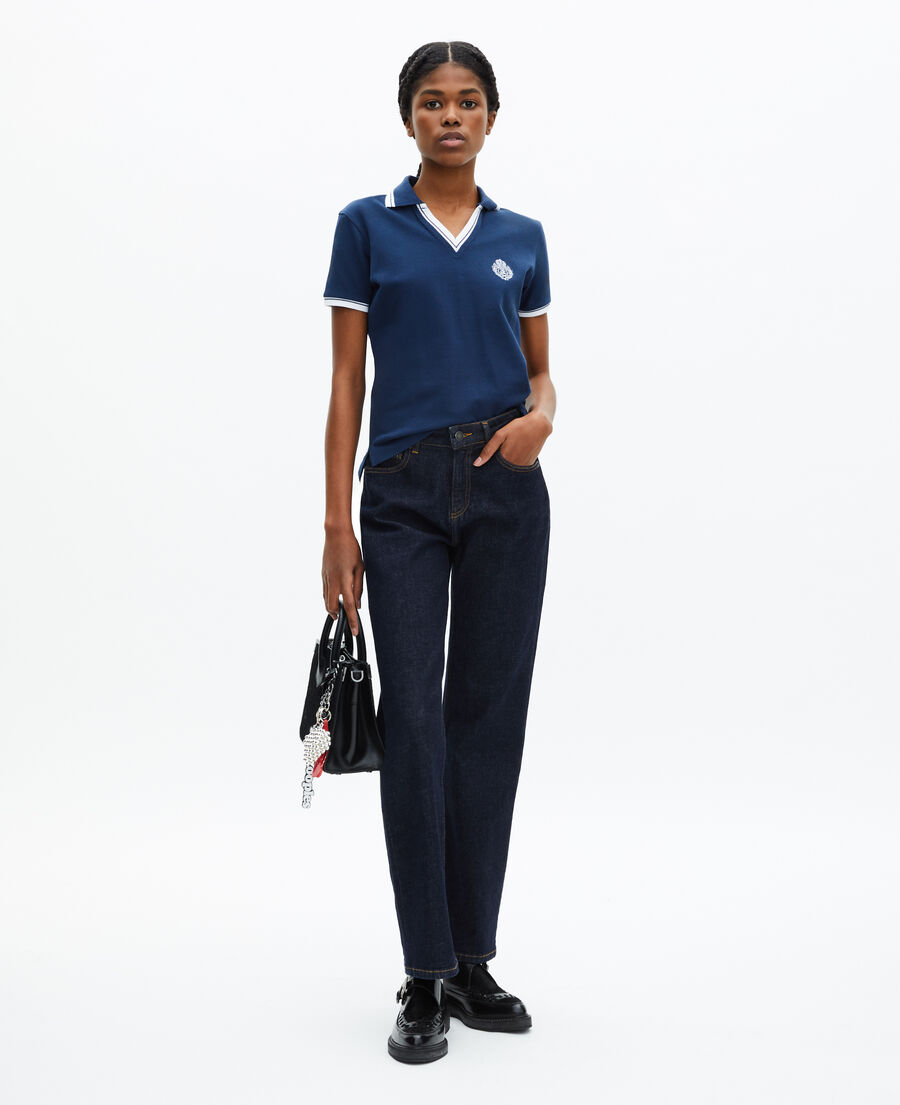 The Kooples WOMEN DARK NAVY blue v-neck polo shirt