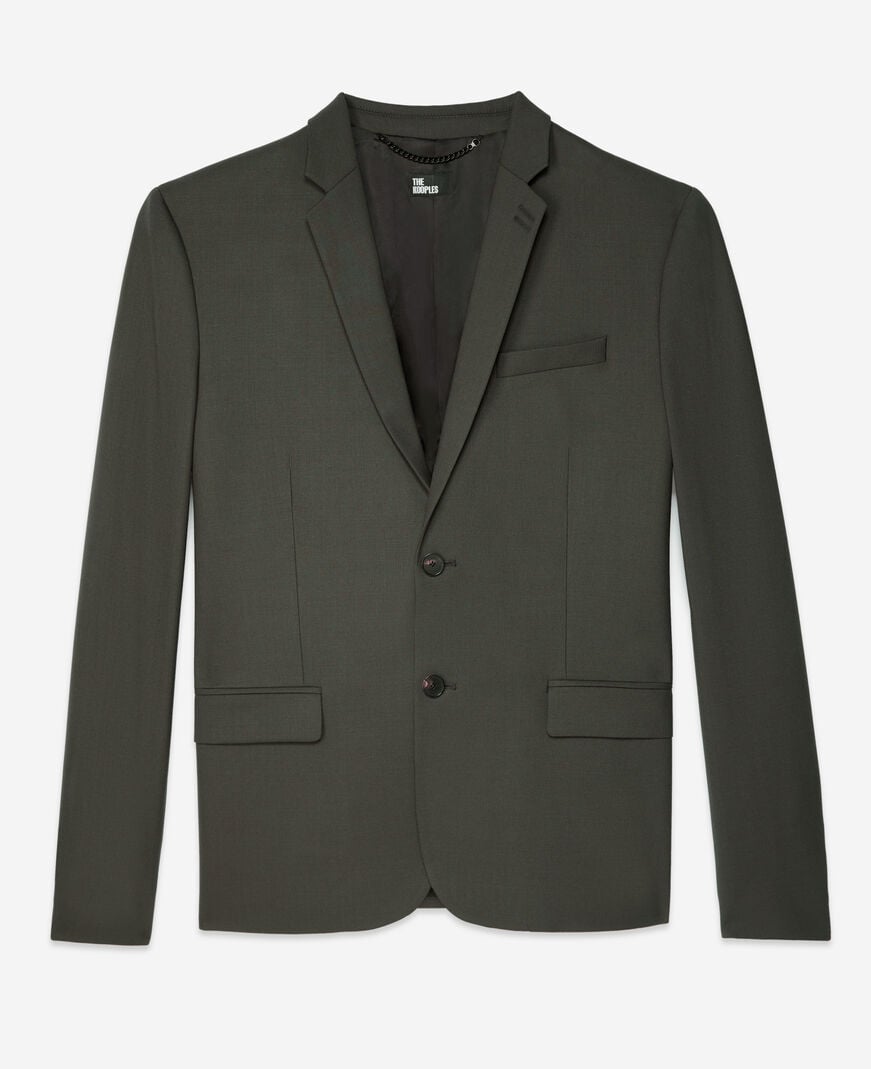 The Kooples MEN KAKI khaki wool suit fitted jacket