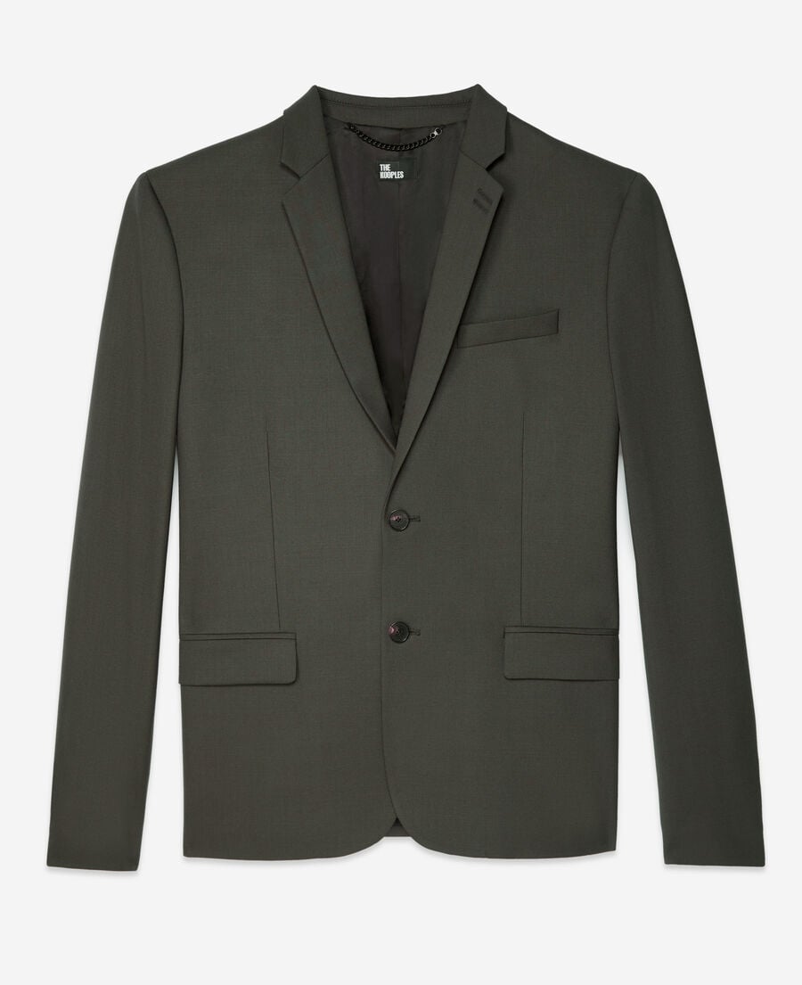 The Kooples HOMME KAKI veste de costume en laine kaki coupe ajustée