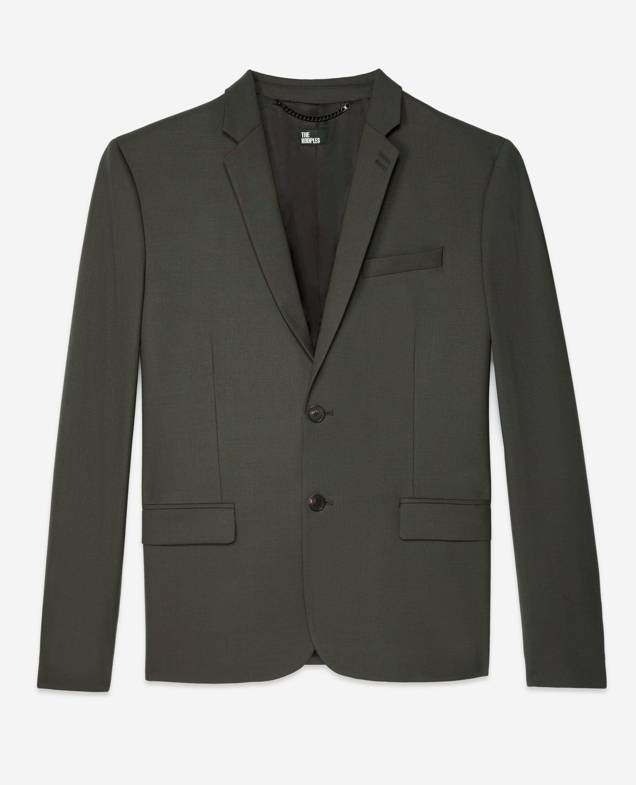 Khaki wool suit fitted jacket, KAKI, hi-res image number null
