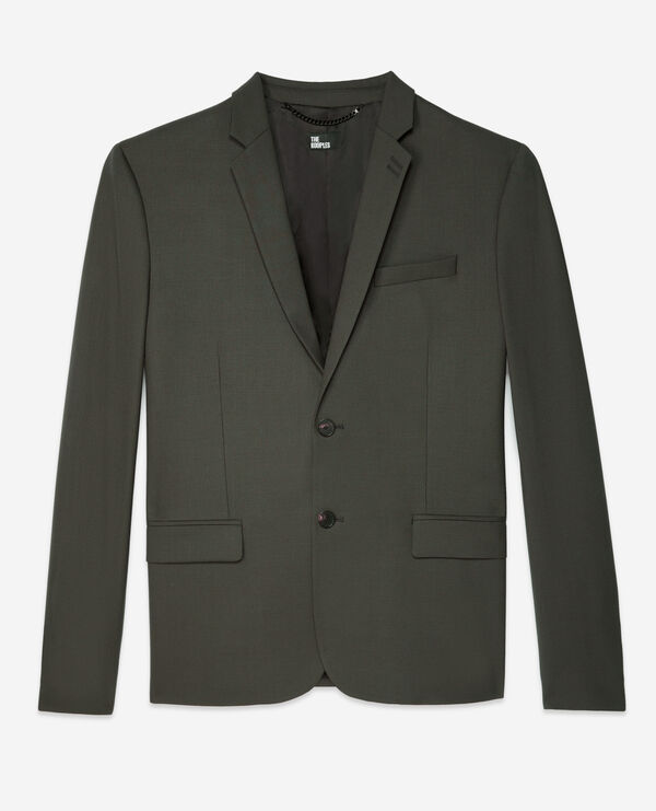The Kooples HOMME KAKI veste de costume en laine kaki coupe ajustée