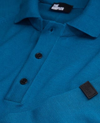 The Kooples H MEDIUM BLUE blue knit polo t-shirt
