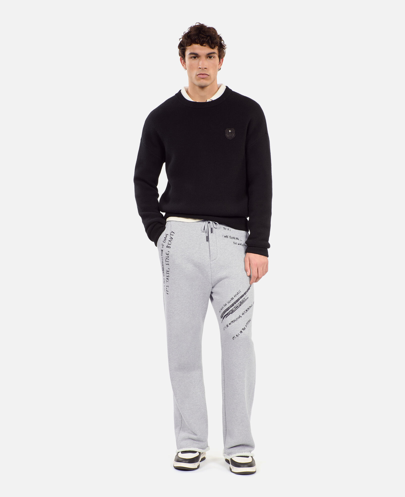 The Kooples HOMME STONE GREY bas de jogging avec sérigraphie gris