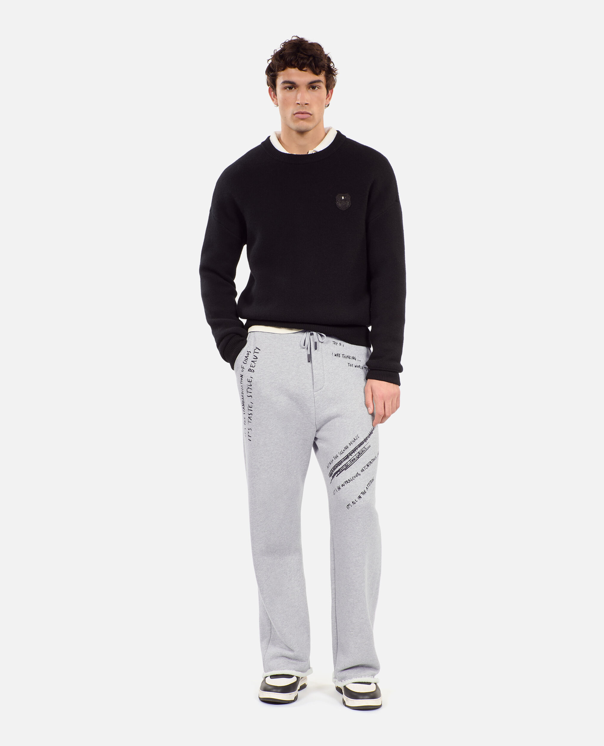 Bas de jogging avec sérigraphie gris, STONE GREY, hi-res image number null