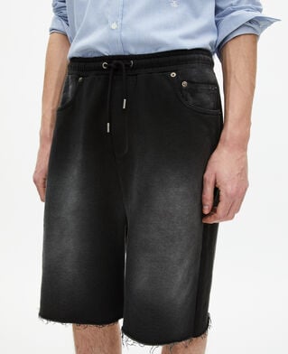The Kooples MEN BLACK WASHED black washed cotton bermuda shorts