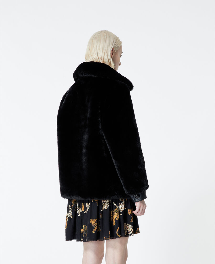 short black faux fur coat