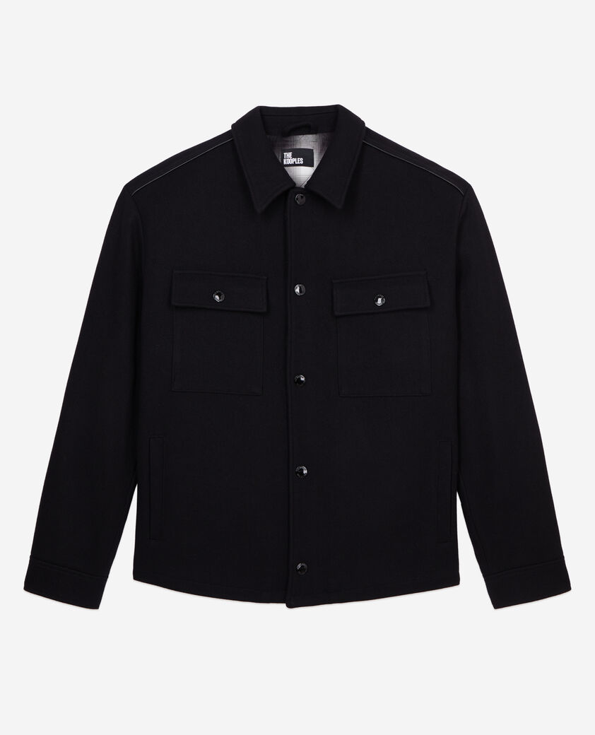 The Kooples HOMME BLACK blouson type surchemise noir en laine mélangée