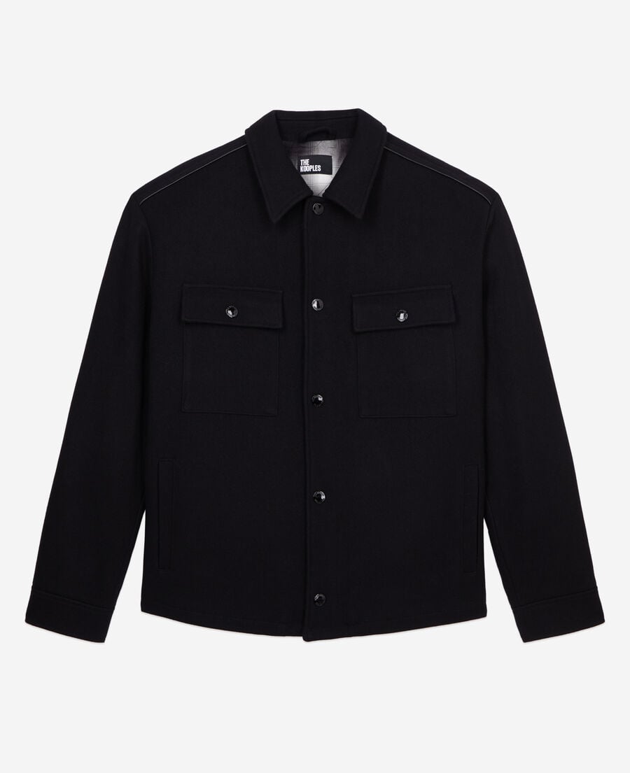 The Kooples HOMME BLACK blouson type surchemise noir en laine mélangée