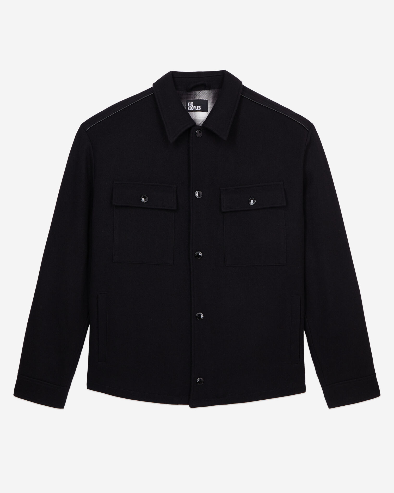 Black wool-blend overshirt jacket, BLACK, hi-res image number null