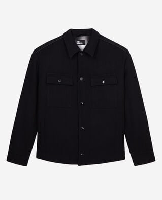The Kooples HOMME BLACK blouson type surchemise noir en laine mélangée